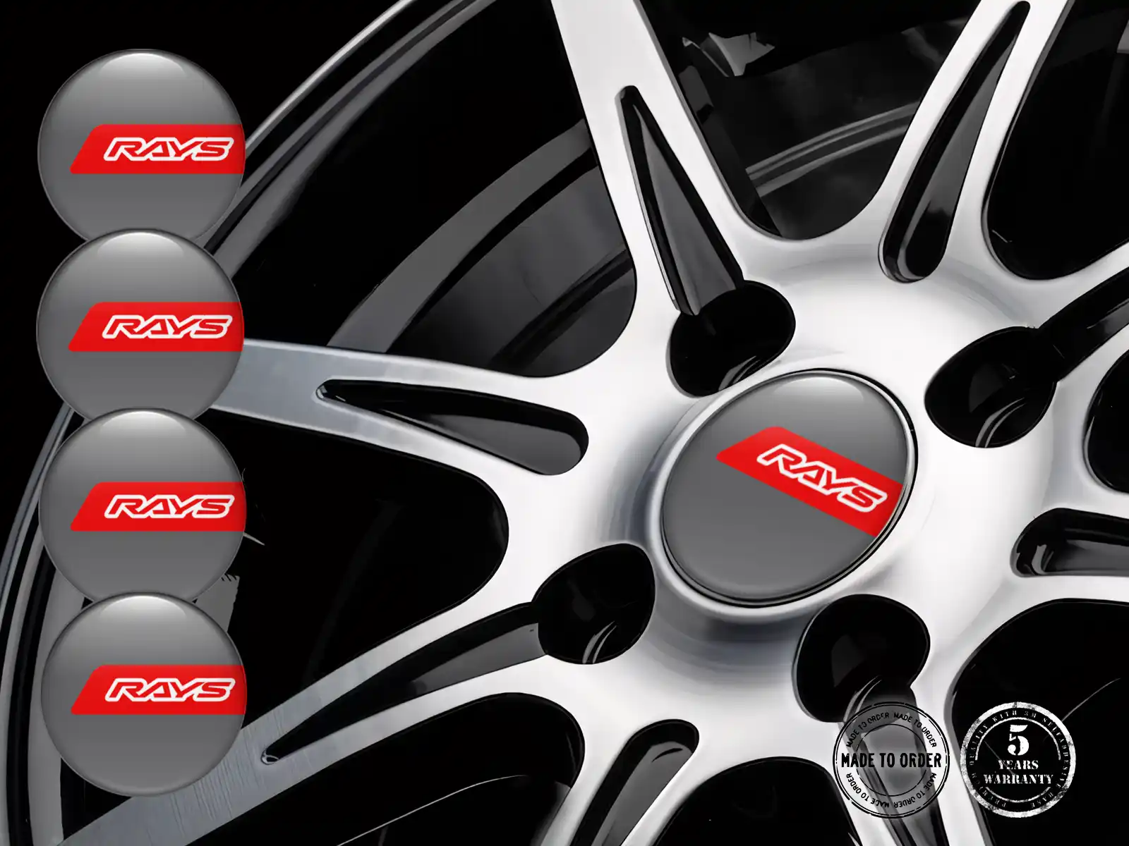 Rays Gewölbte Emblem Logo Hochwertige Felgensticker